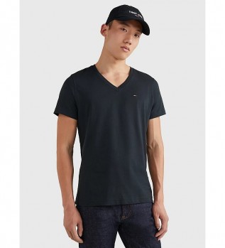 T-shirt noir  col en V
