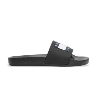 Svarta flipflops med logotyp