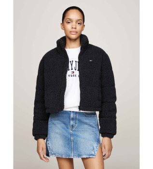 Casaco de inverno em tecido de peluche preto