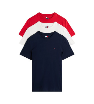 Lot de 3 t-shirts logo extra-plats marine, blanc, rouge 