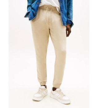 Calas jogger com bainha elstica e corte slim bege