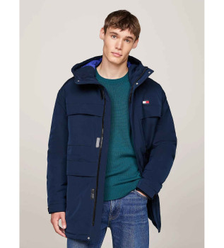 Parka de lona com enchimento de penugem azul-marinho