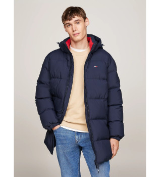 Casual down parka with navy hood
