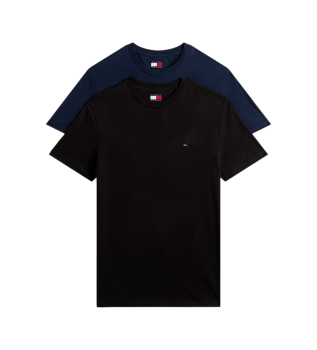 S�t med 2 ekstra tynde strikkede T-shirts navy, sort