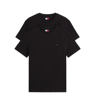 S�t med 2 ekstra tynde strikkede T-shirts, sort