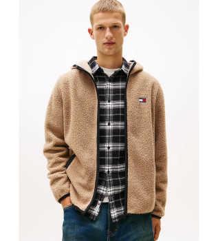 Sudadera con capucha de peluche marrn