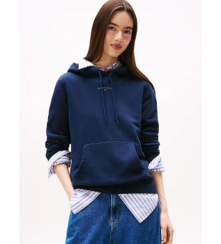 Sweatshirt med htte og linert navy-logo