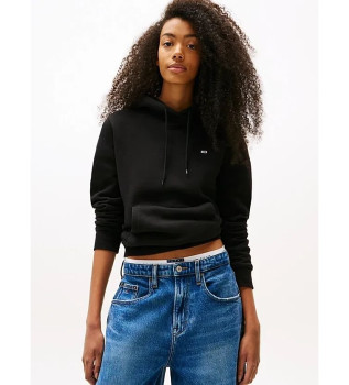 Hooded sweatshirt met logo en koord zwart