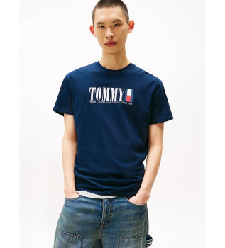 T-shirt met ronde hals en marine logo