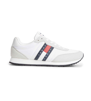 Sapatilhas com log�tipo e texturas mistas brancas