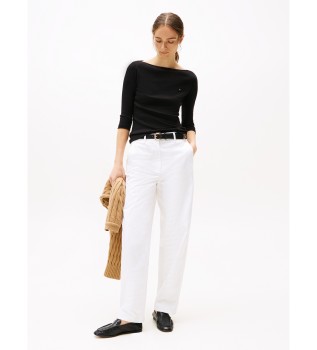 T-shirt slim  col bateau noir