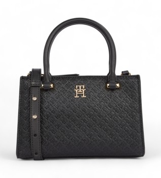 Sac fourre-tout noir avec monogrammes TH en bas-relief