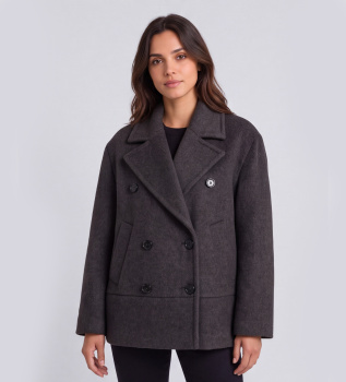 Mantel aus Wollmischstoff in Grau