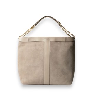 Borsa hobo in camoscio con logo