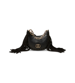Saco mini hobo Melrose com franjas preto
