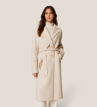 Mantel aus Wollmischung in Beige