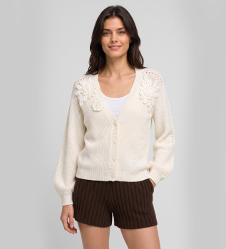 Vest met parelwitte gehaakte bloemen