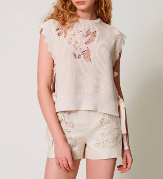 Gilet en maille beige