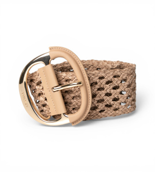 Belt with interlacing and beige maxi buckle