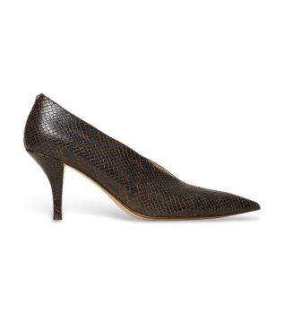 Ruskindede pumps i skind med pythonprint