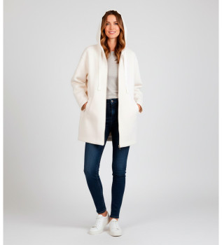 Drawstring coat beige