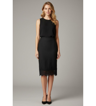 Jupe en lin Intarsia noir