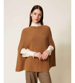 Beige wool blend cape style jumper