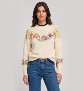Sweater i uldmix med beige print