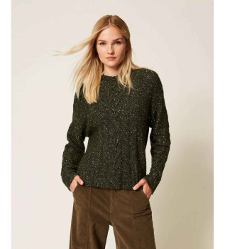 Wool blend jumper with green lurex