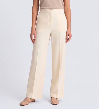 Gerade Hose aus Krepp in Beige