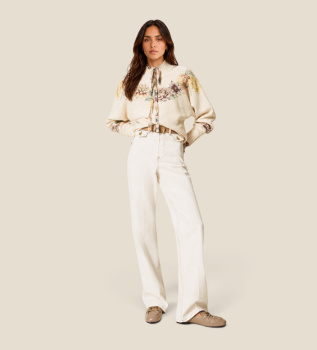 Pantalon droit en denim blanc