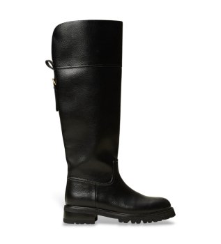 Botas altas de piel con correa negro