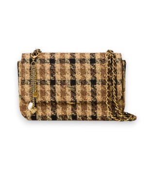 Borsa a tracolla in jacquard a quadri
multicolore