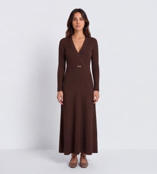 Vestito incrociato marrone