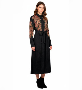 Vestido jacquard preto