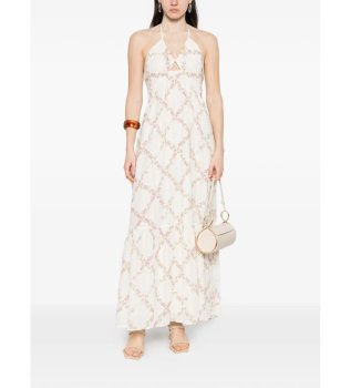 Dolga cvetlična obleka z naprsnikom