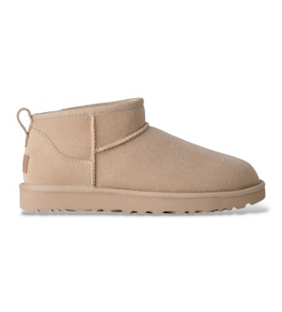 Beige Classic Ultra Mini Stiefeletten aus Leder