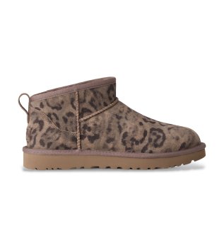 Classic Ultra Mini Spotted Leather Ankle Boots in brown