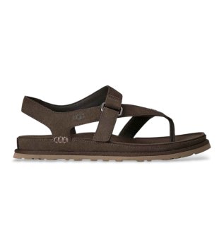 GoldenGaze Toe Post Sandales en cuir marron