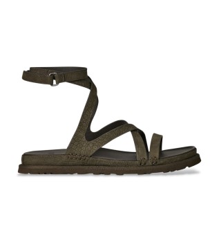 Sandalias GoldenGaze Embossed Ankle Wrap verde