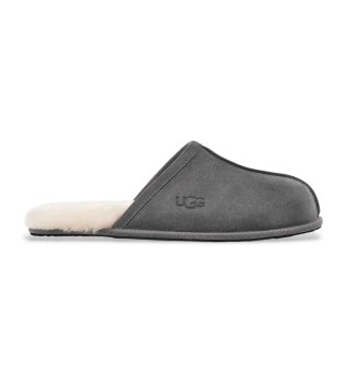 Graue Scuff-Slipper aus Leder