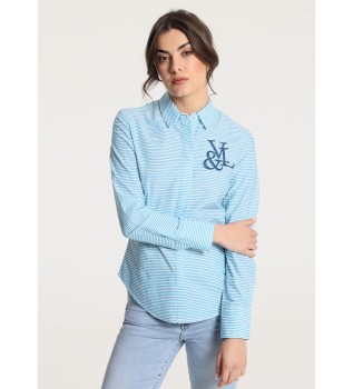 V&LUCCHINO - Srajca z dolgimi rokavi in vodoravnimi črtami, modra