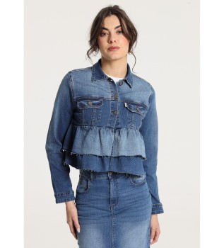 Bl jeansjacka med volanger