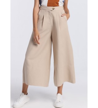 Beige wijde chino broek