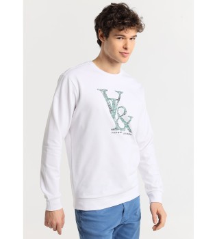Sweat  col rond avec graphique V&L sur la poitrine, blanc