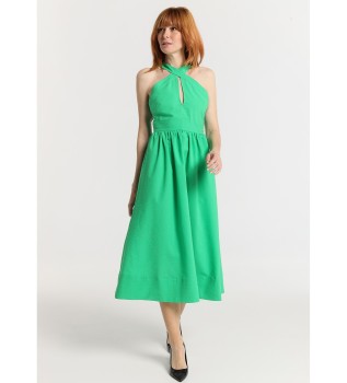 Robe midi avec encolure croise verte