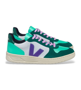 Sneakers in pelle verde V-10