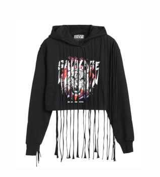 Felpa nera con frange