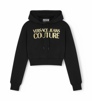 Sweat court avec capuche et logo noir