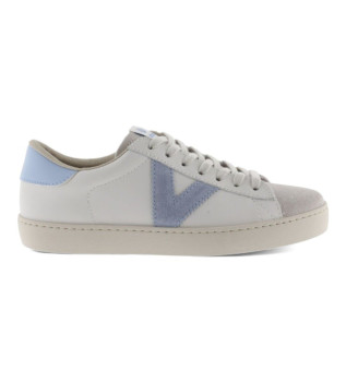 Berlijn Sneakers Leer & Splitleer wit, blauw